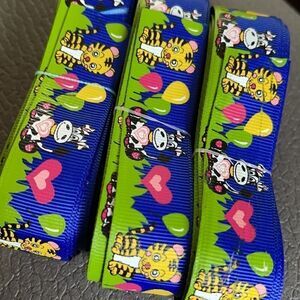 Grosgrain Ribbon 7/8” 5 yards 5/$20 Zoo party balloons cow dog birthday hearts